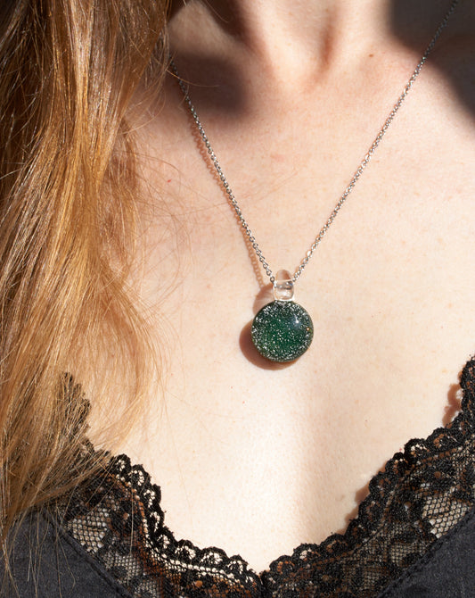 Gedenkschmuck Ascheschmuck Kette Asche Trauerschmuck türkis blau - Andenken an verstorbenes Haustier - Urne - Glas personalisiert