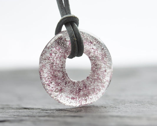Ascheschmuck Kette Circle violett Asche - Andenken an verstorbenes Haustier - Urne - Glas