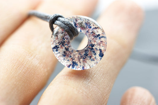 Ascheschmuck Kette Circle mini blau violett Asche - Gedenkschmuck