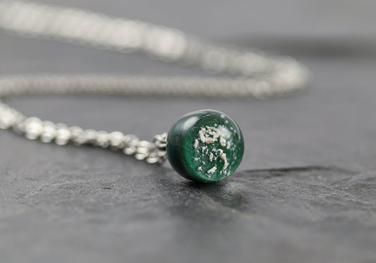 Ascheschmuck Gedenkschmuck Mini Glitzergrün Kette Borosilikatglas Asche - Andenken an verstorbenes Haustier - Urne - Glas