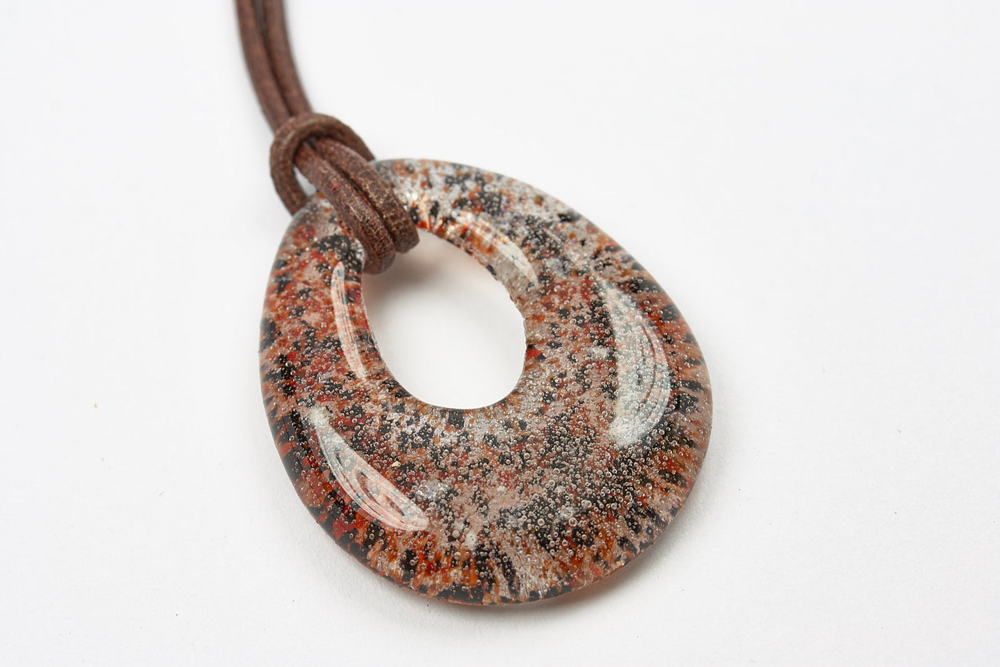 Ascheschmuck Kette Tier Tropfen groß rot schwarz Asche - Andenken an verstorbenes Haustier - Urne - Glas